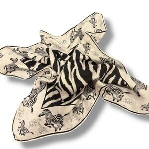 Burmel Black & White Zebra Print Silk Blend Scarf
